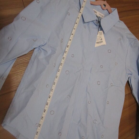 Zara Girls light Blue RHINESTONE SHIRT New 13-14 - Picture 13 of 17